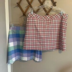 LOT two Izod golf skorts perfect pickleball tennis golf 14 plaid/checkerboard